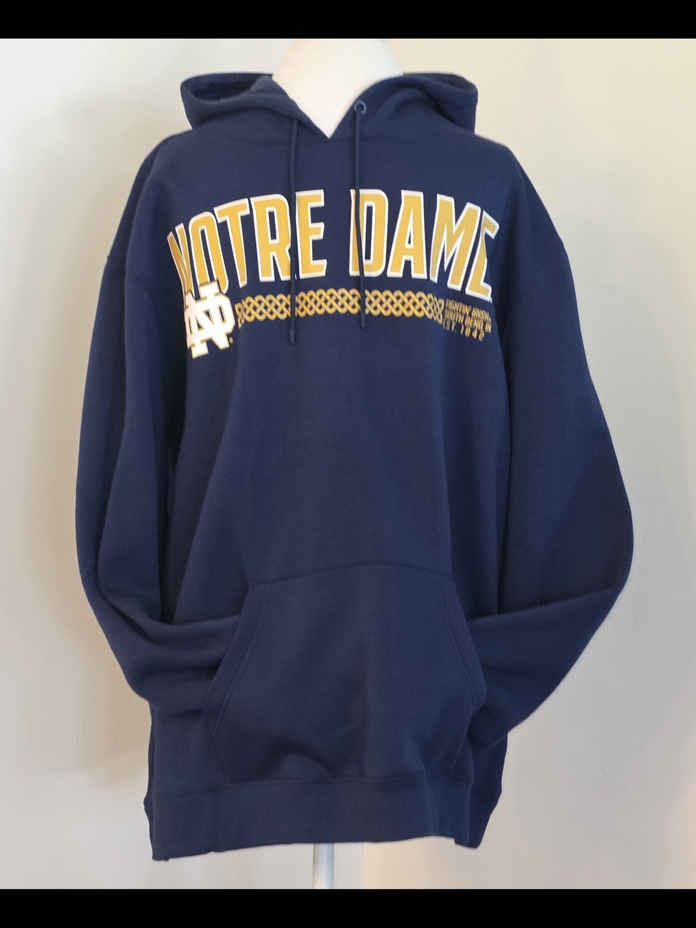 Men's Notre Dame University Fighting Irish Blue Pullover Hoodie Size XXL - NEW